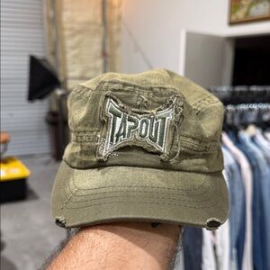 Tapout Y2K Olive Green Distressed Military-Style Cap OS